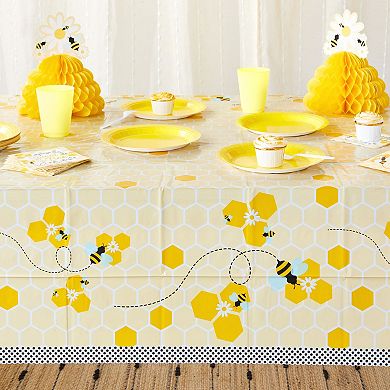 3 Pack Bee Tablecloth, Honey Bee Baby Shower Decorations, 54x108 In