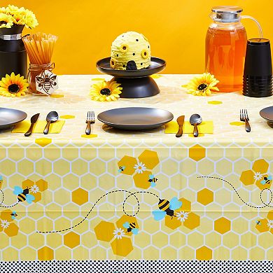 3 Pack Bee Tablecloth, Honey Bee Baby Shower Decorations, 54x108 In