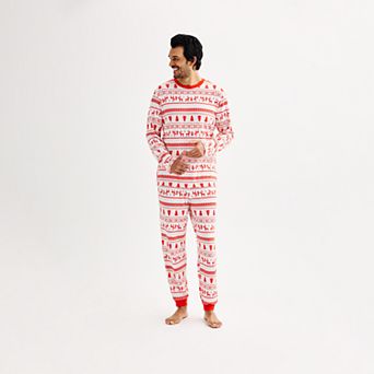 Men's Jammies For Your Families® Candy Cane Fairisle Pajama Top & Jogger Pajama Bottoms Set