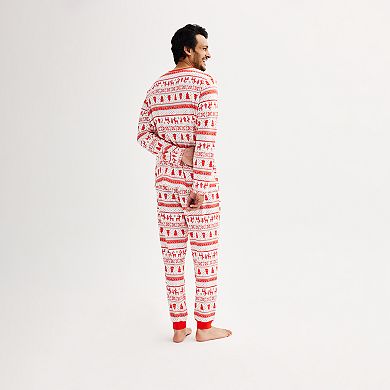 Men's Jammies For Your Families® Candy Cane Fairisle Pajama Top & Jogger Pajama Bottoms Set