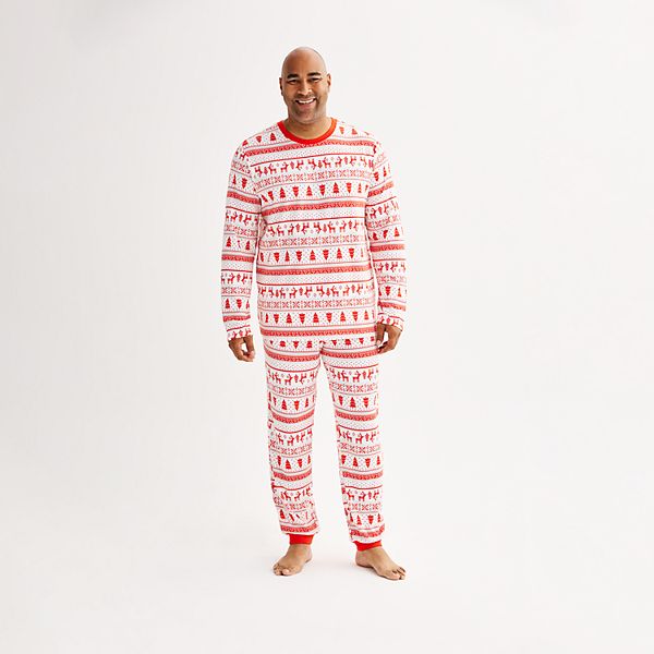 Big & Tall Jammies For Your Families® Candy Cane Fairisle Pajama Top & Jogger Pajama Bottoms Set - Candy Cane Fairisle (3XLT)