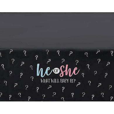 Gender Reveal Party Plastic Tablecloth, He Or She (54 X 108 In, 3 Pack)