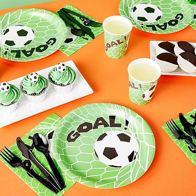 144-piece Soccer Themed Birthday Party Supplies, Dinnerware Bundle, Serves 24