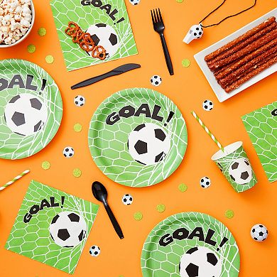 144-piece Soccer Themed Birthday Party Supplies, Dinnerware Bundle, Serves 24