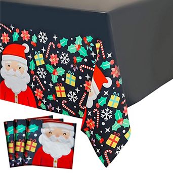 3x Christmas Santa Claus Tablecloth For Holiday Party Table Cover Decor 54x108"