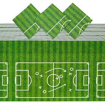 3 Pack Grass Table Cloth, Soccer Themed Birthday Party Supplies, 54x108 In