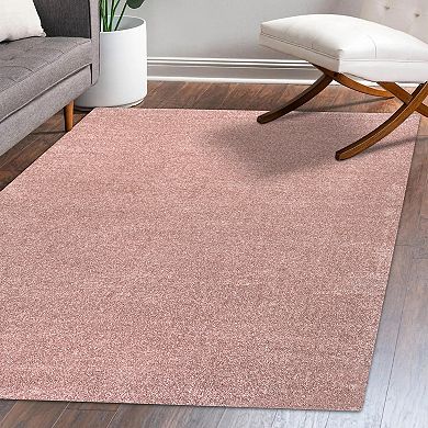 Haze Solid Low Pile Area Rug Pink