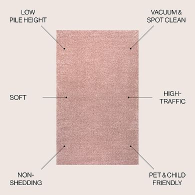 Haze Solid Low Pile Area Rug Pink