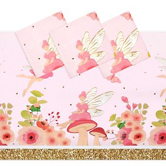 3 Pack Fairy Tea Party Tablecloths For Girls Floral Birthday Supplies