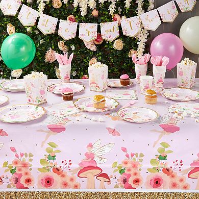 Fairy Tea Party Tablecloths For Girls Floral Birthday Supplies (3 Pack)