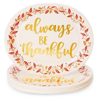 Thanksgiving Paper Plates -24 pc Thankful Disposable Paper Plate Party Décor
