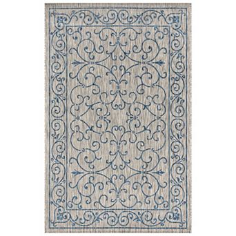 Charleston Vintage Filigree Textured Weave Indoor/outdoor Runner Rug