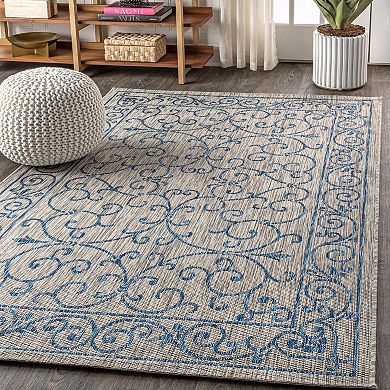 Charleston Vintage Filigree Textured Weave Indoor/outdoor Runner Rug