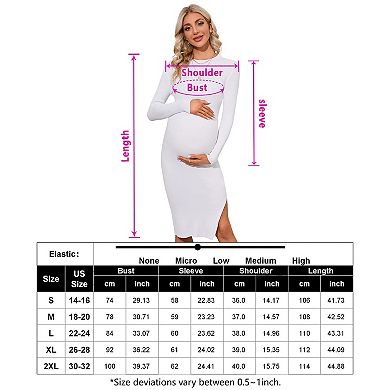 Women's Bodycon Ribbed Knit Maternity Slim Fit Long Sleeves Side Slit Midi Sweater Dress