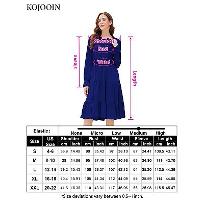 Women Casual Dress Tie V Neck Ruffle Long Sleeve Drawstring Waist A-Line  Layering Swing Midi Dress