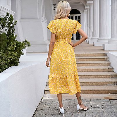 Cheap Dresses Kohls Yellow Dress 2022 Mustard Yellow Mermaid Mustard Yellow  Prom Dress Ruffles Off