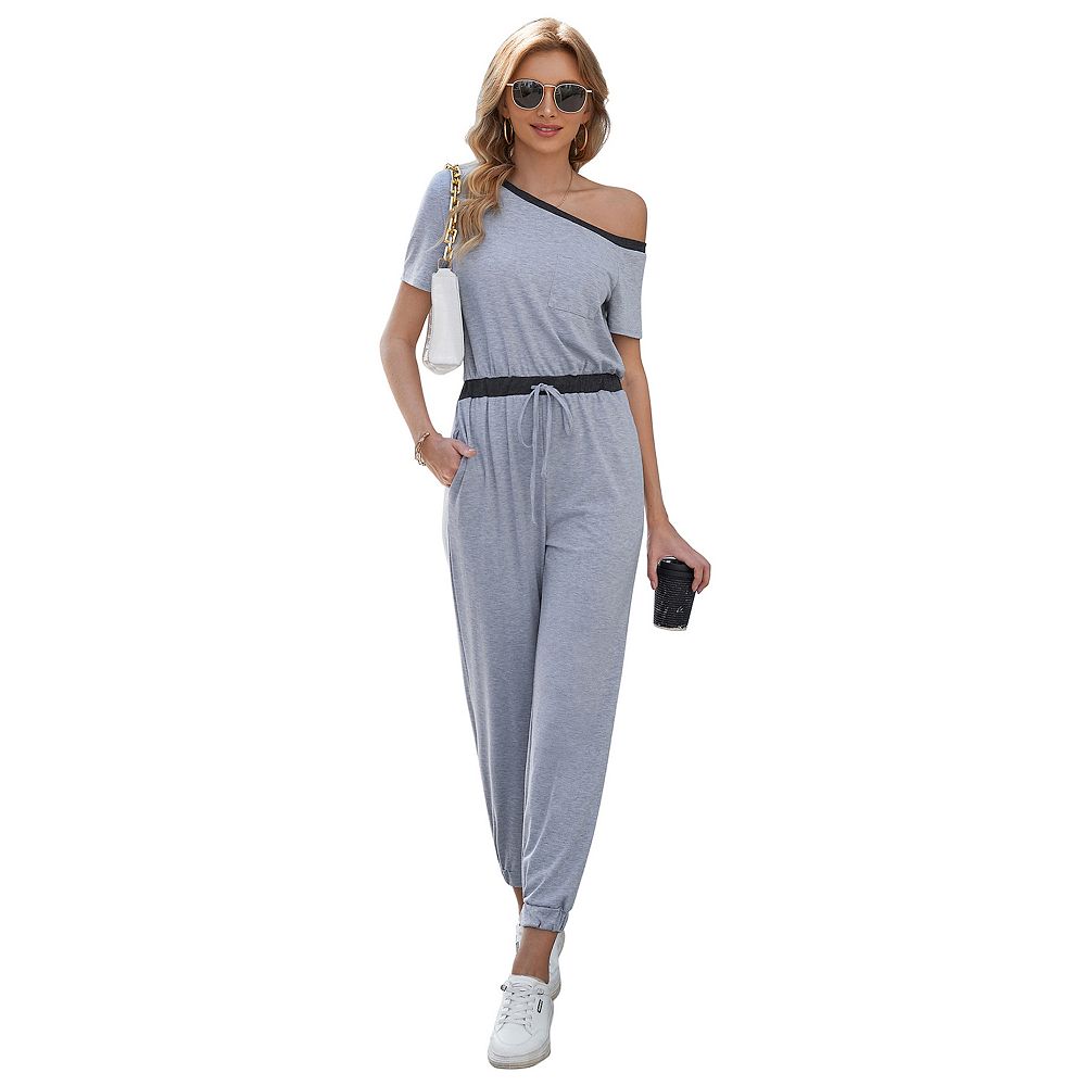 Off-Shoulder Jumpsuit with Pockets