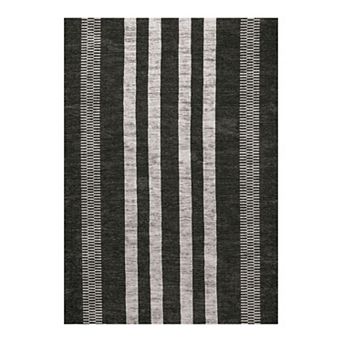 Vichy Geometric Striped Machine Washable Area Rug