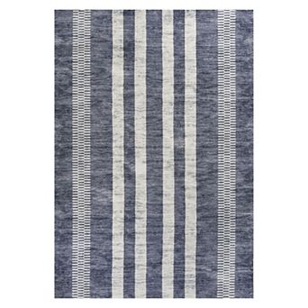 Vichy Geometric Striped Machine Washable Area Rug