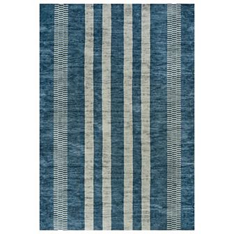 Vichy Geometric Striped Machine-washable Runner Rug