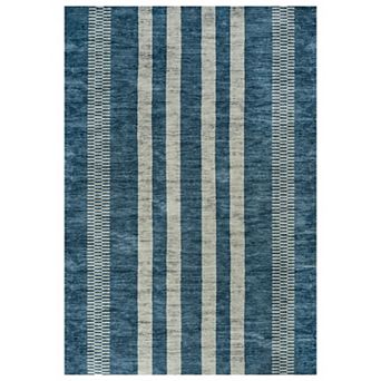 Vichy Geometric Striped Machine Washable Area Rug