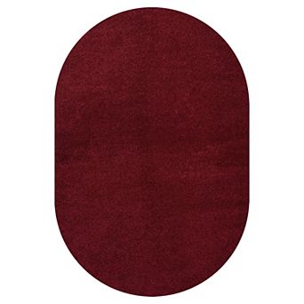 Haze Solid Low Pile Area Rug Dark Red