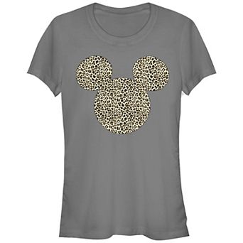 Disney's Mickey Mouse Cheetah Print Head Juniors' Graphic Tee
