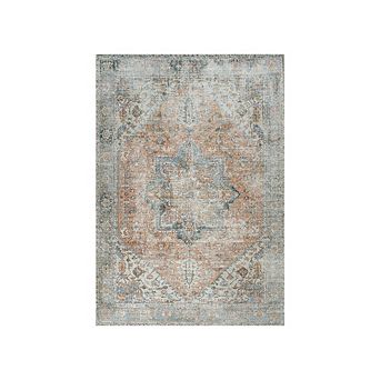 Armae Distressed Medallion Chenille Machine-washable Runner Rug