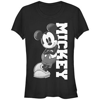Disney's Mickey Mouse Leaning On Name Juniors' Graphic Tee