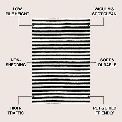 Aarhus High-Low Minimalist Scandi Striped Indoor/Outdoor Area Rug