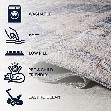 Wincer Chenille Cottage Medallion Machine-washable Area Rug