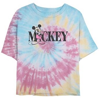 Disney's Mickey Mouse Approval Sign Crop Top Tie Dye Juniors' Graphic Tee