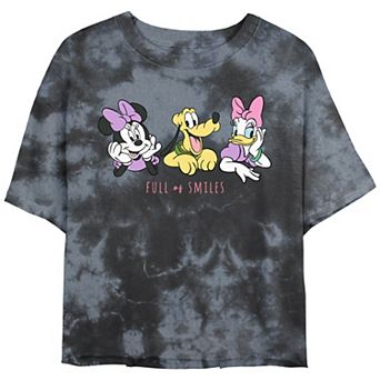 Disney's Minnie Mouse Daisy And Pluto Full Of Smiles Crop Top Bombard Wash Juniors' Graphic Tee