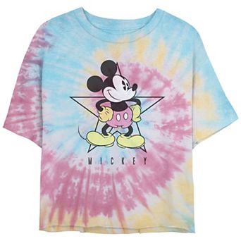 Disney's Mickey Mouse Star Pose Crop Top Tie Dye Juniors' Graphic Tee
