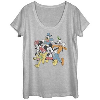 Disney's Mickey Mouse And Friends Running Together Juniors' Graphic Tee