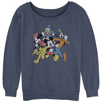 Disney's Mickey and Friends Juniors' Running Together Slouchy Terry Graphic Pullover