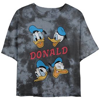 Disney's Donald Duck Happy Expressions Crop Top Bombard Wash Juniors' Graphic Tee