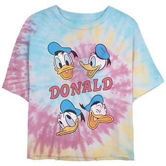 Disney's Donald Duck Happy Expressions Crop Top Tie Dye Juniors' Graphic Tee