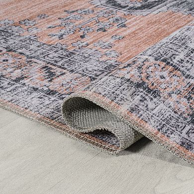 Wincer Chenille Cottage Medallion Machine-washable Runner Rug