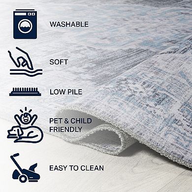 Wincer Chenille Cottage Medallion Machine-washable Area Rug