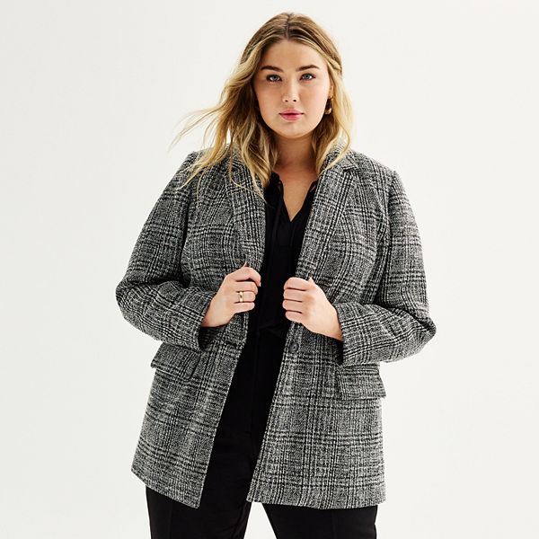 Plus Size Nine West Single-Button Longline Blazer