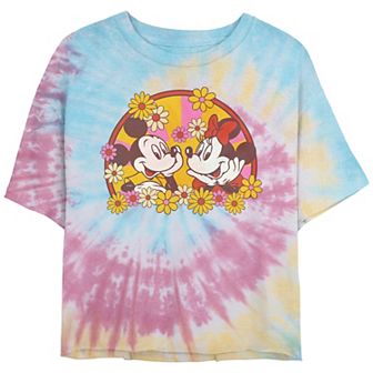 Disney's Mickey Mouse Spiral Tie Dye Juniors' Cropped Graphic Tee