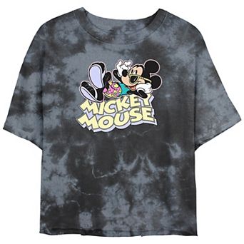 Disney's Mickey Mouse Vacay Mickey Bombard Wash Juniors' Cropped Graphic Tee