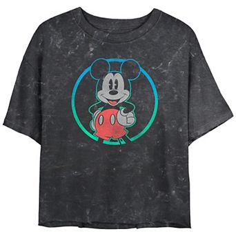 Disney's Mickey Mouse Mineral Wash Juniors' Cropped Graphic Tee
