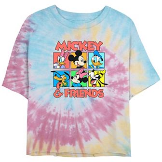 Disney's Mickey Mouse Head Shots Spiral Tie Dye Juniors' Cropped Graphic Tee