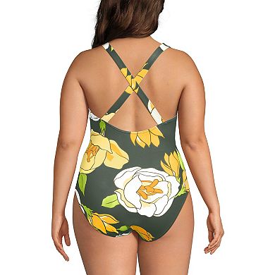 Plus Size Lands' End Tugless Sporty One Piece Swimsuit