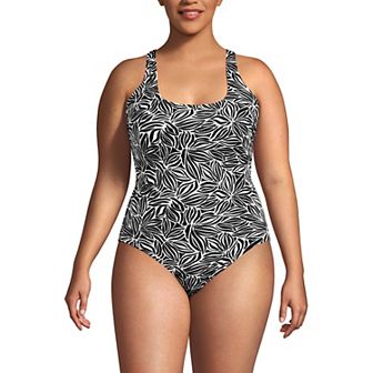 Plus Size Lands' End Tugless Sporty One Piece Swimsuit
