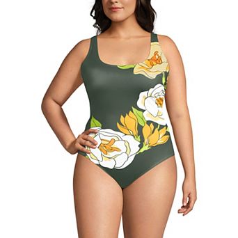 Plus Size Lands' End Tugless Sporty One Piece Swimsuit