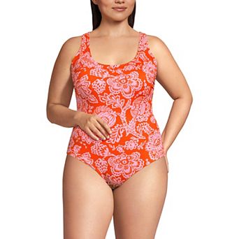 Plus Size Lands' End Tugless Sporty One Piece Swimsuit
