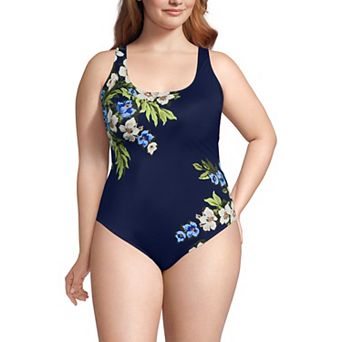 Plus Size Lands' End Tugless Sporty One Piece Swimsuit